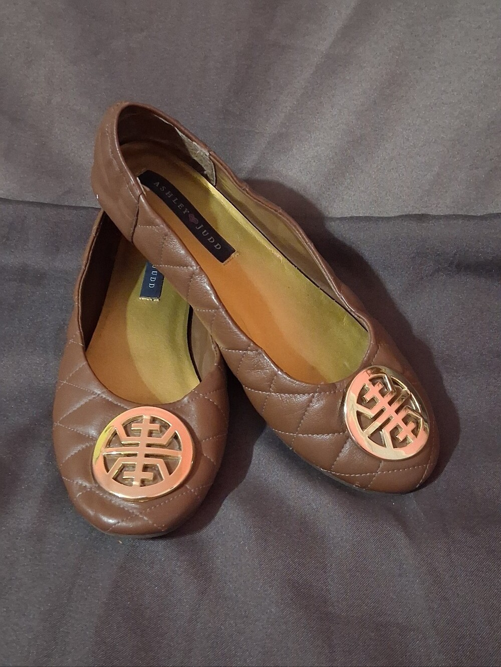 Vintage Ashley Judd Quilted Leather Flats